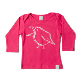Minti Baby Envelope Tee Chubby Bird Hot Pink